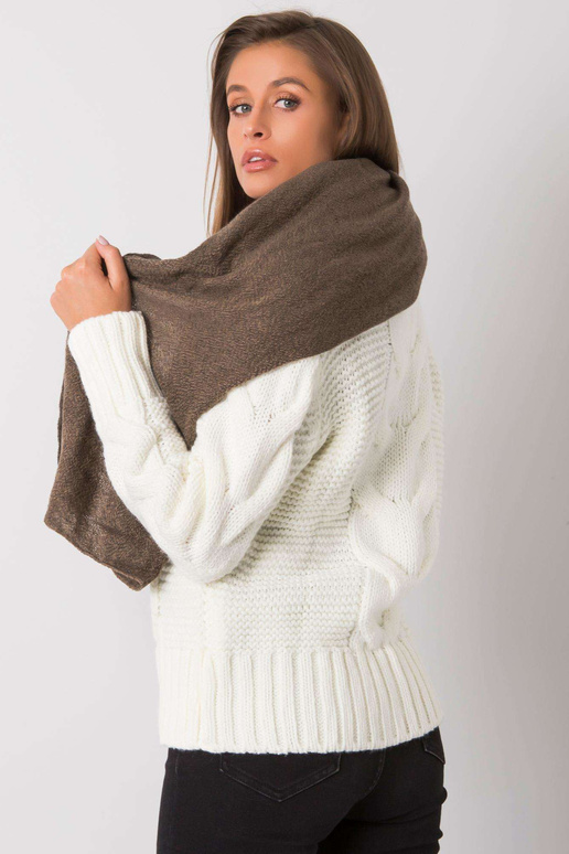 Tamsiai smėlio spalvos megztas šalikas