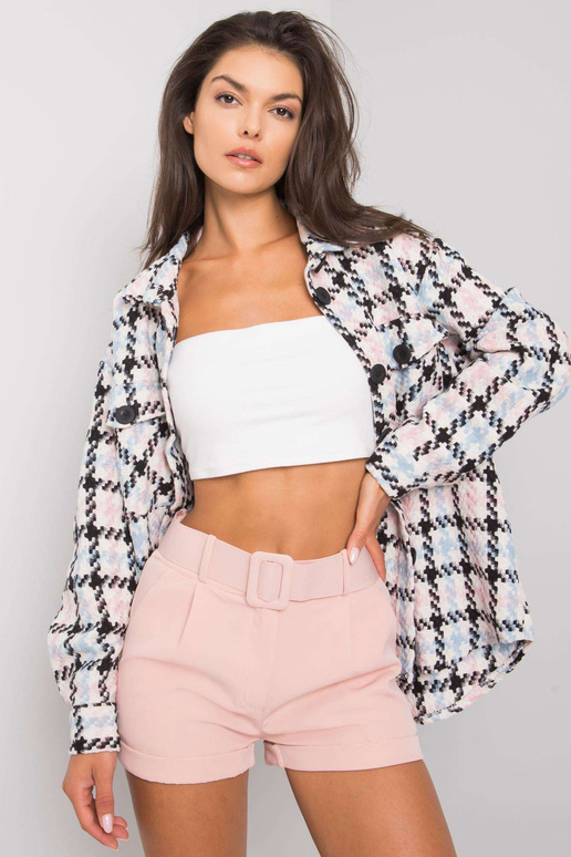 Purvini rožiniai šortai su Mabinty diržu