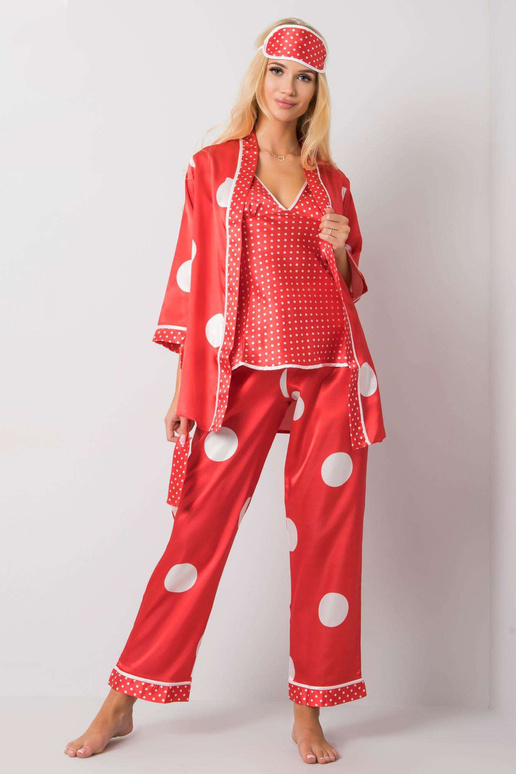 Raudonas lovos komplektas su žirneliais