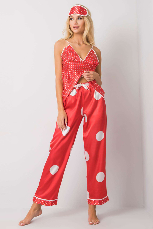 Raudonas lovos komplektas su žirneliais