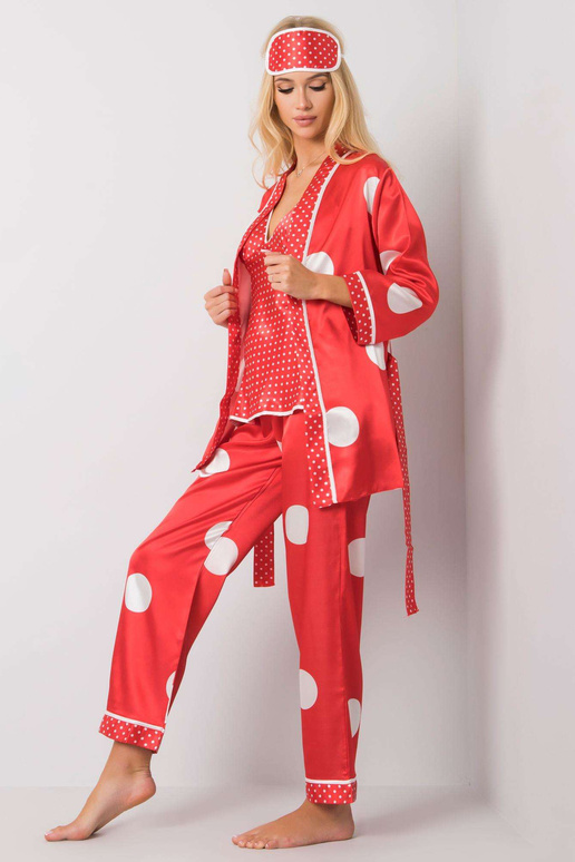 Raudonas lovos komplektas su žirneliais