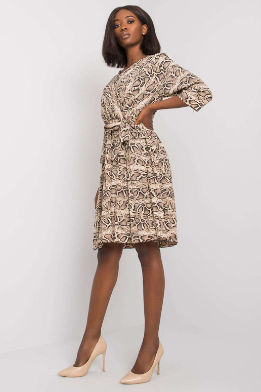 Smėlio ir juodos spalvos suknelė su...