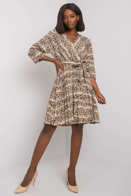 Smėlio ir juodos spalvos suknelė su...