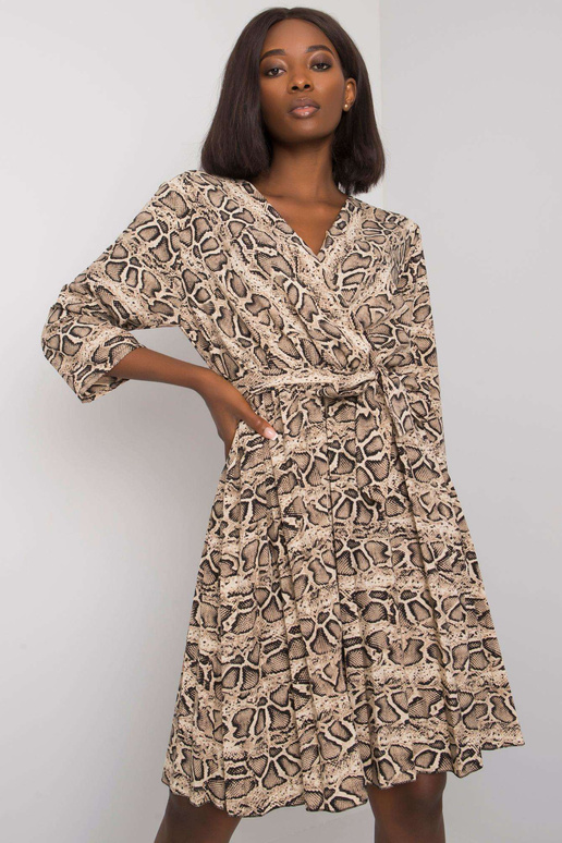 Smėlio ir juodos spalvos suknelė su...