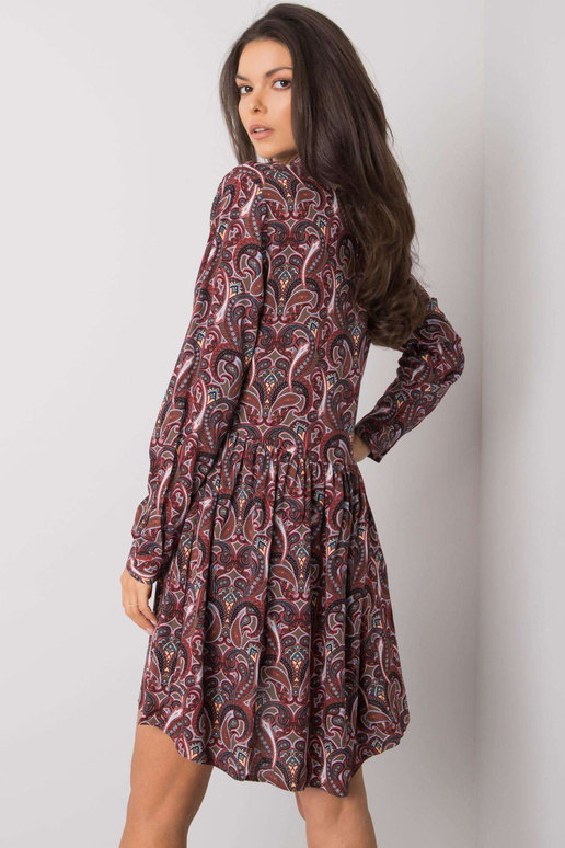 Tamsiai ruda suknelė su raštais...