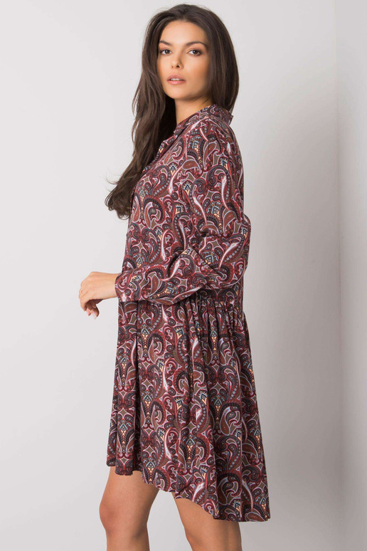 Tamsiai ruda suknelė su raštais...