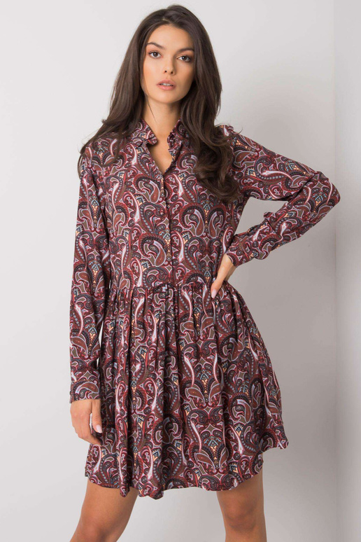 Tamsiai ruda suknelė su raštais...