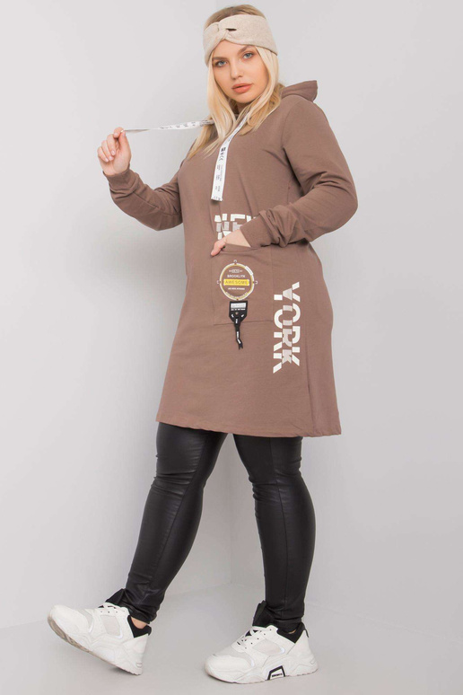 Ruda plius dydžio tunika su gobtuvu...