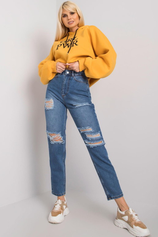 Mėlyni mom fit džinsai su skylutėmis...