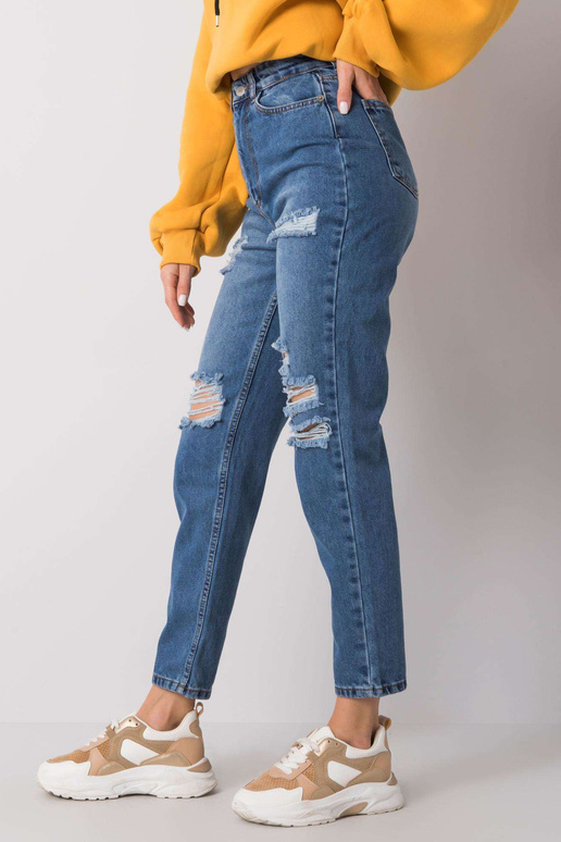 Mėlyni mom fit džinsai su skylutėmis...