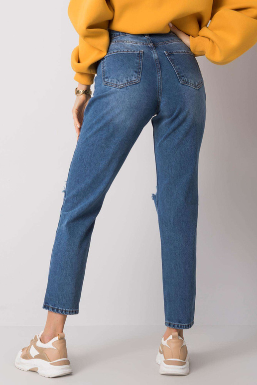 Mėlyni mom fit džinsai su skylutėmis...