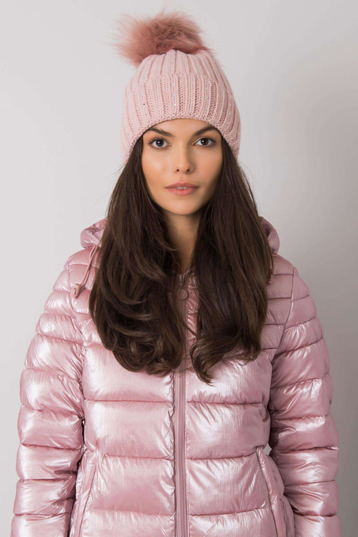 Šviesiai rožinė žieminė kepurė su...