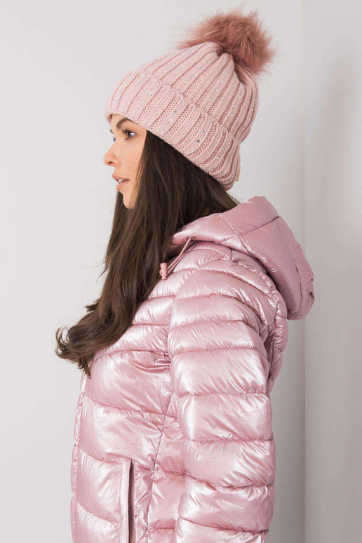 Šviesiai rožinė žieminė kepurė su...