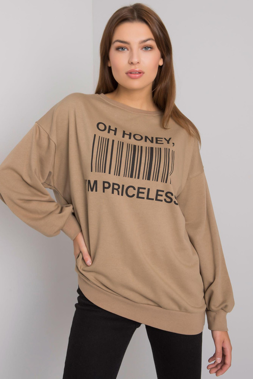 Tamsiai smėlio spalvos megztinis su... Tamsiai smėlio spalvos megztinis su...