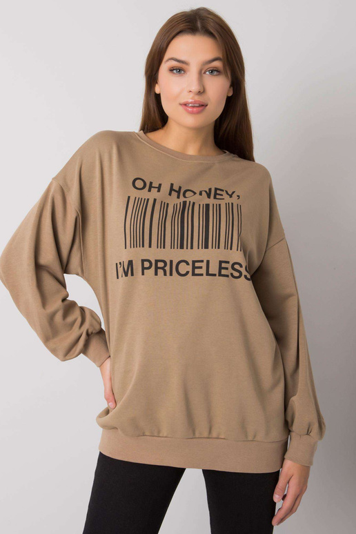 Tamsiai smėlio spalvos megztinis su... Tamsiai smėlio spalvos megztinis su...