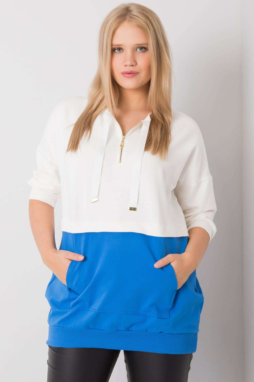 Ecru-Dark Blue Plus dydžio tunika... Ecru-Dark Blue Plus dydžio tunika...