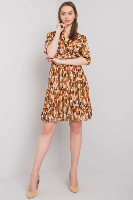 Ruda raštuota suknelė su Sassari diržu Ruda raštuota suknelė su Sassari diržu