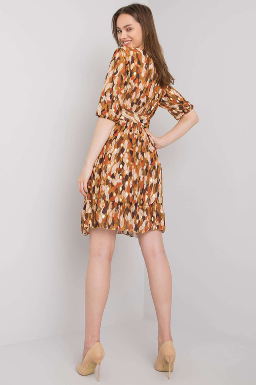 Ruda raštuota suknelė su Sassari diržu Ruda raštuota suknelė su Sassari diržu