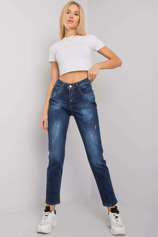 Tamsiai mėlyni tiesūs džinsai...