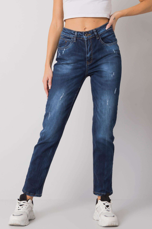 Tamsiai mėlyni tiesūs džinsai...