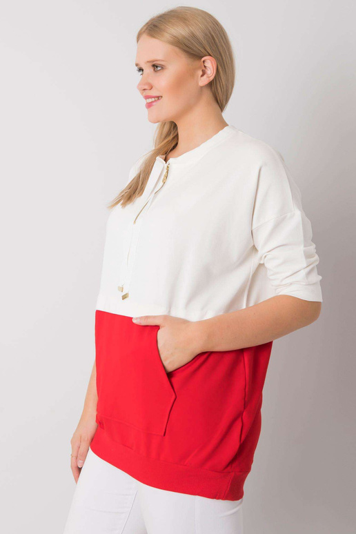 Ecru-raudona tunika plius dydžio...