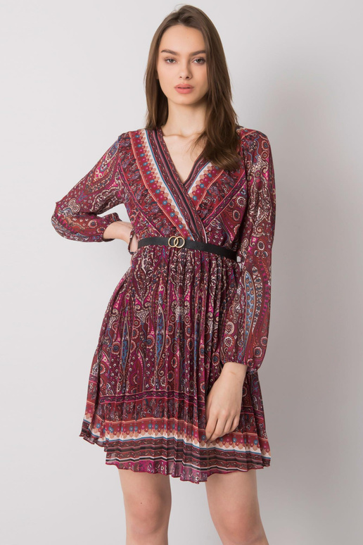 Bordo spalvos Carmona klostuota suknelė