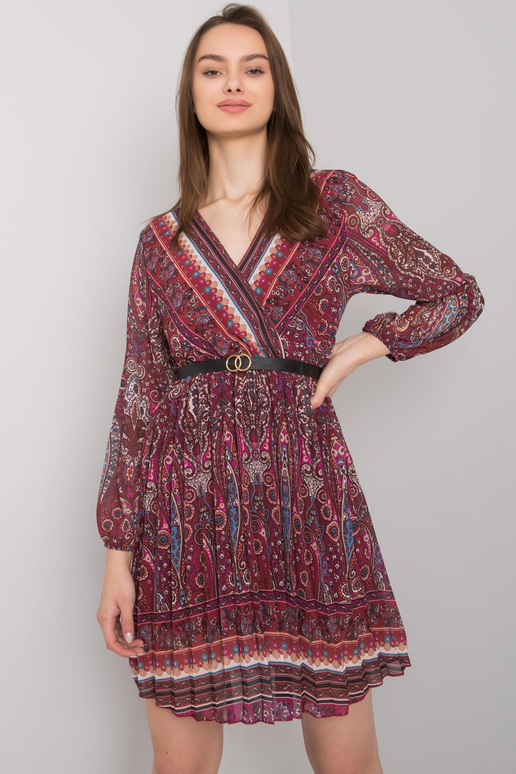 Bordo spalvos Carmona klostuota suknelė