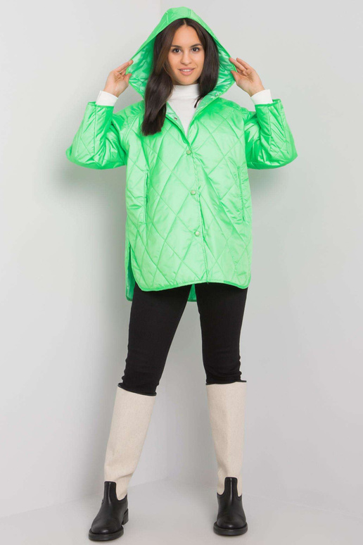 Žalia dygsniuota striukė su gobtuvu...