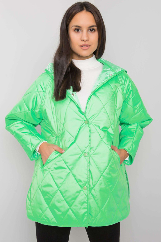 Žalia dygsniuota striukė su gobtuvu...