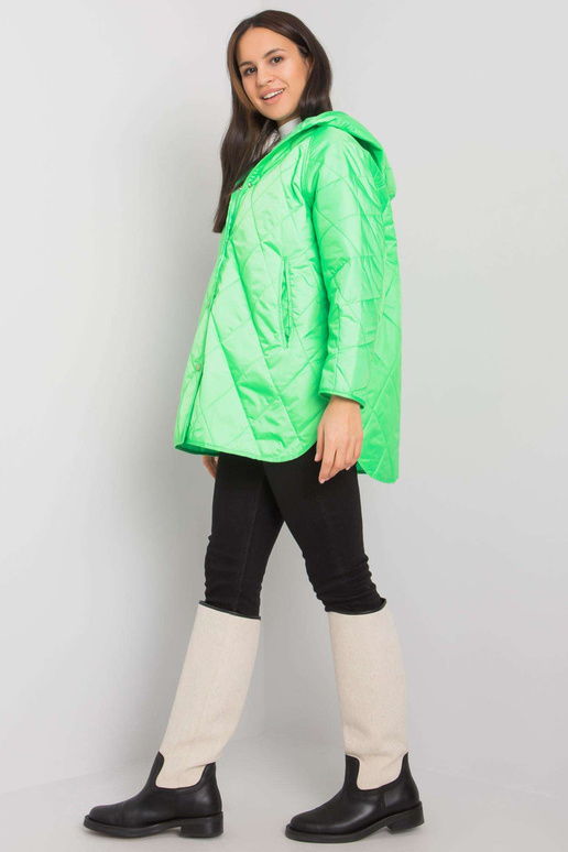 Žalia dygsniuota striukė su gobtuvu...