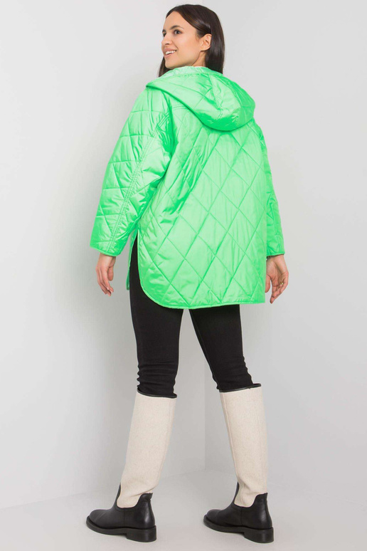 Žalia dygsniuota striukė su gobtuvu...