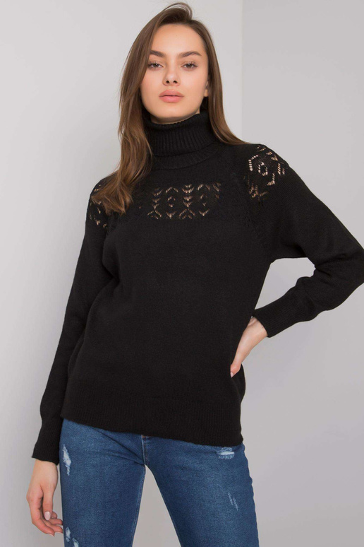 Juodas megztinis megztinis su kaklu...