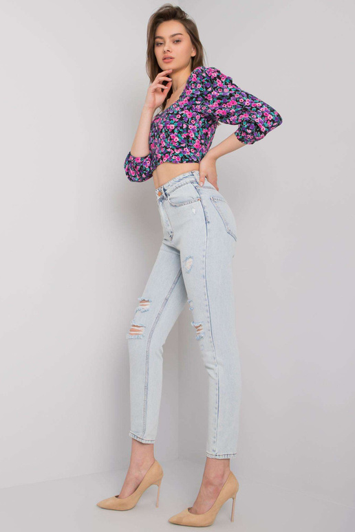 Šviesiai mėlyni džinsai moterims su...