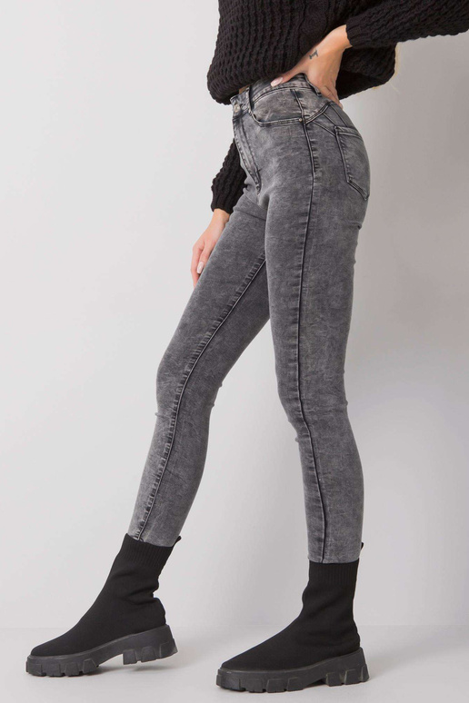 Pilkos spalvos džinsai su aukštu...