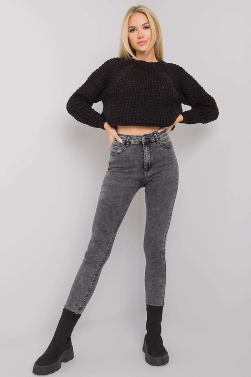 Pilkos spalvos džinsai su aukštu...