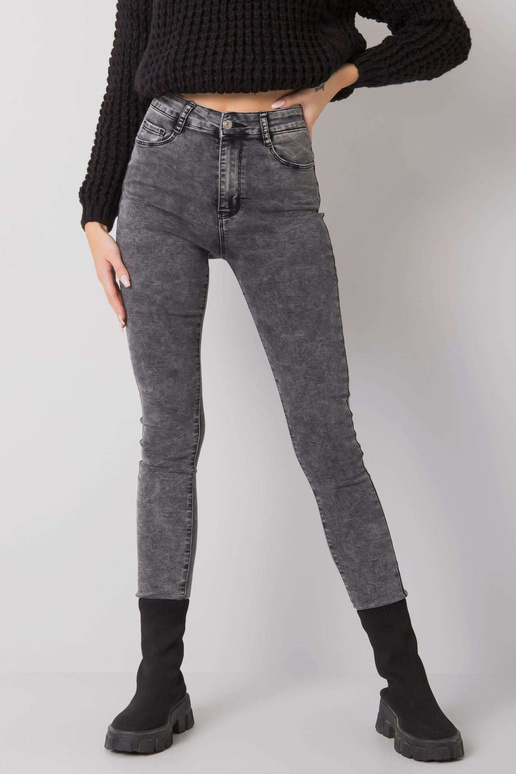 Pilkos spalvos džinsai su aukštu...