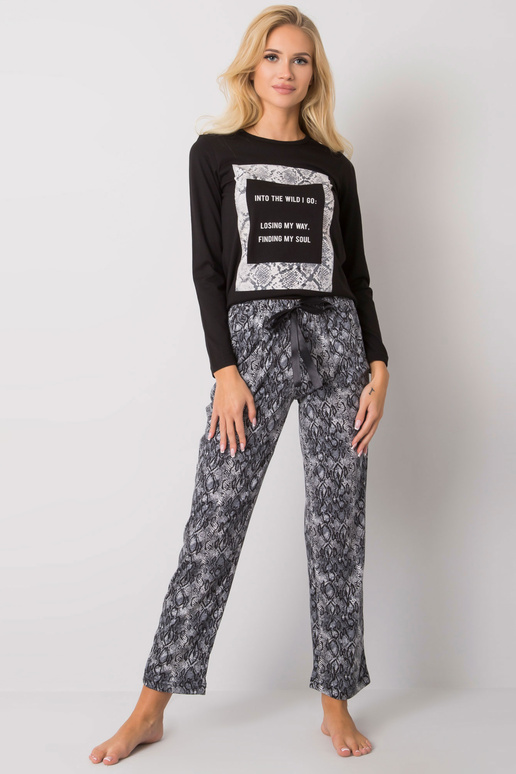 Juodas miegamasis rinkinys su spaudiniu