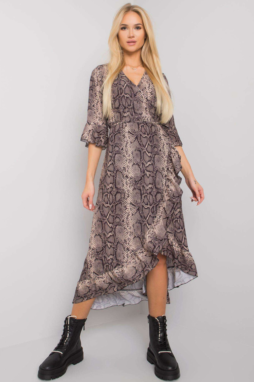 Juodos ir smėlio spalvos suknelė su...