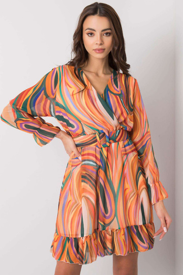 Oranžinio rašto suknelė su... 2