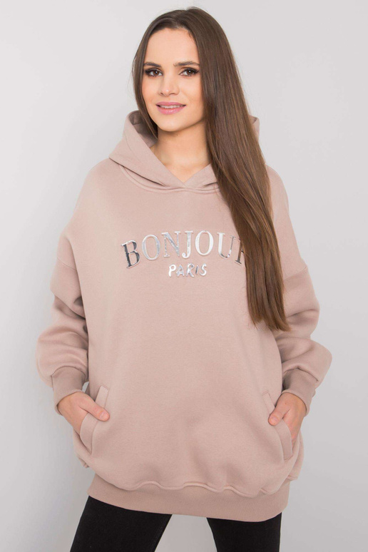 Tamsiai smėlio spalvos megztinis su... Tamsiai smėlio spalvos megztinis su...