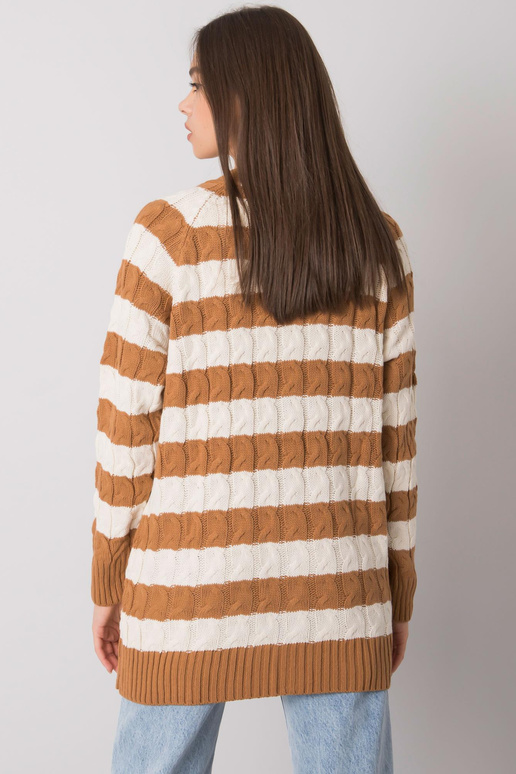 Camel Cream Lamia Striped Kardiganas Camel Cream Lamia Striped Kardiganas