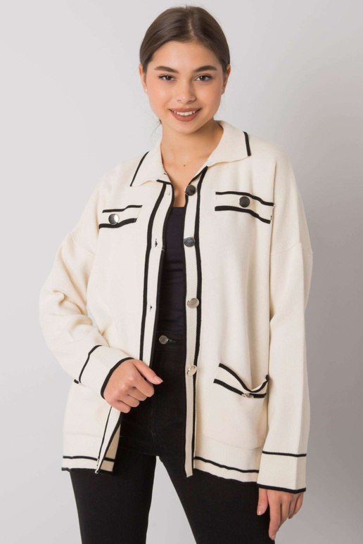 Kreminis megztinis su Shelton kišenėmis