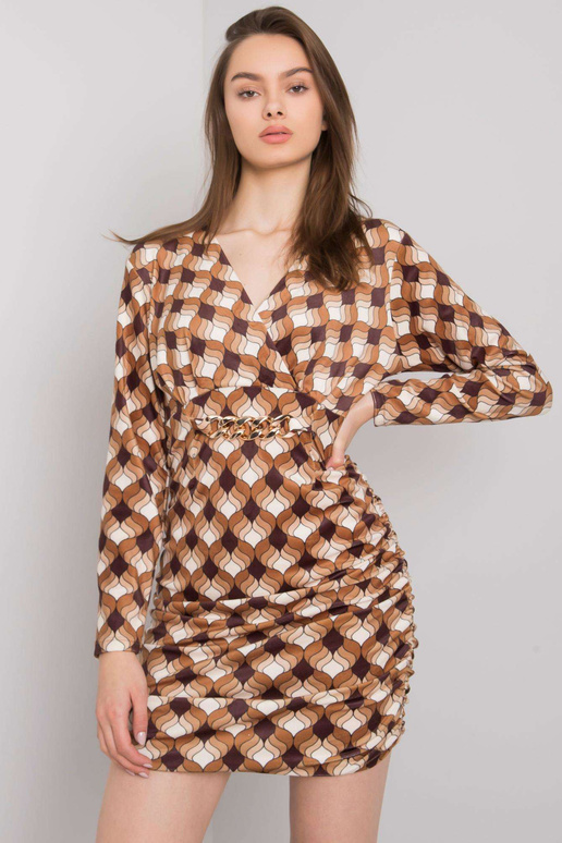 Rudos spalvos veliūrinė suknelė su... Rudos spalvos veliūrinė suknelė su...