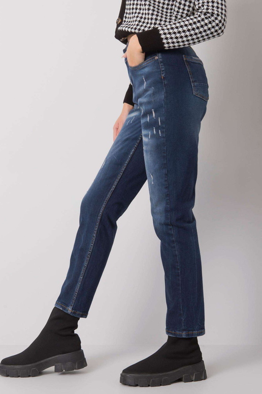 Tamsiai mėlyni tiesūs džinsai su...