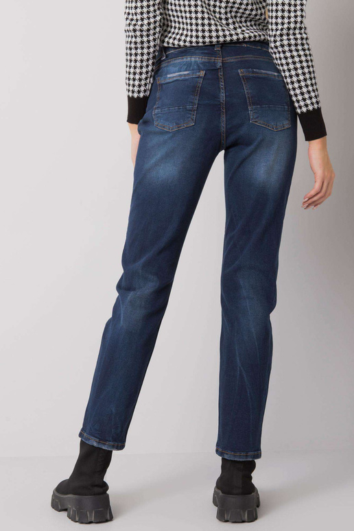 Tamsiai mėlyni tiesūs džinsai su...