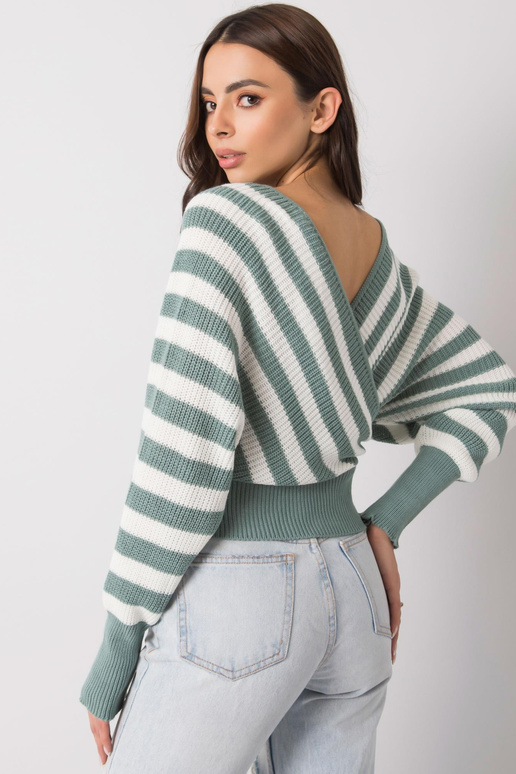 Mėtų ir baltai dryžuotas megztinis...