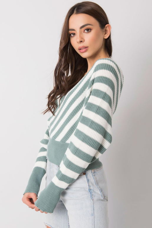 Mėtų ir baltai dryžuotas megztinis...