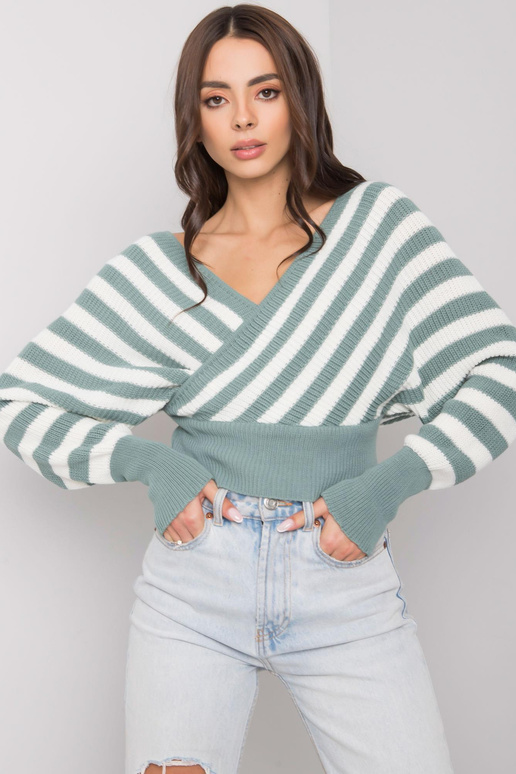 Mėtų ir baltai dryžuotas megztinis...