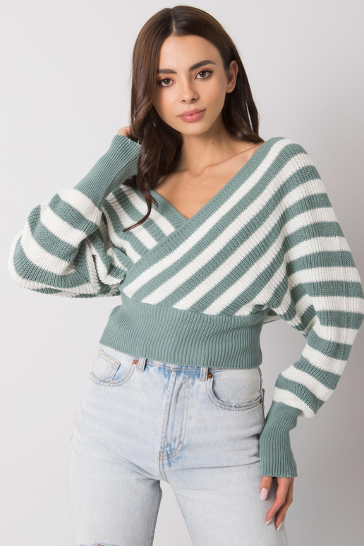 Mėtų ir baltai dryžuotas megztinis...