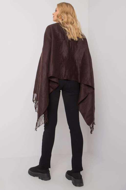 Rudos-smėlio spalvos šalikas su kailiuku